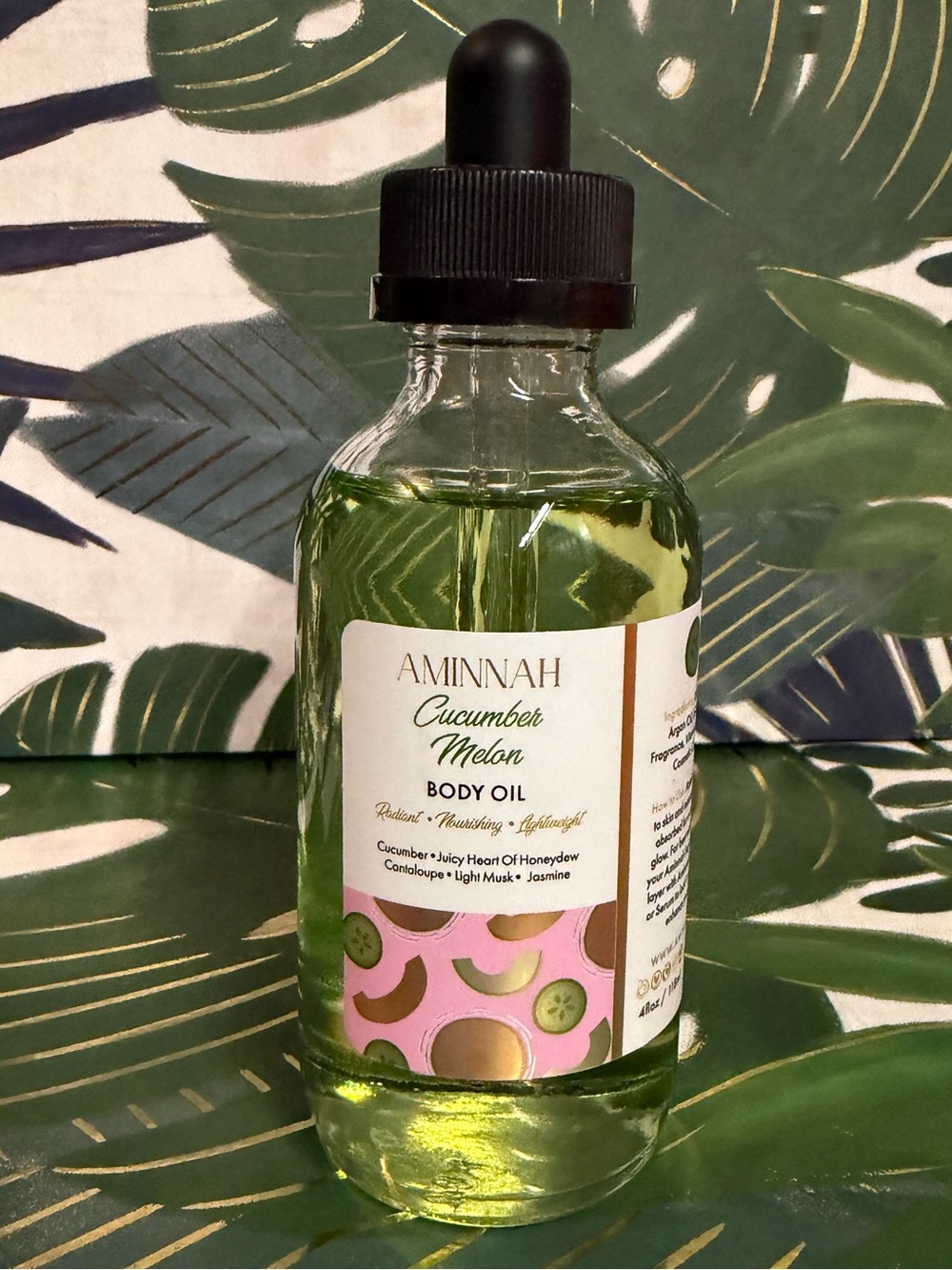 Aminnah Cucumber Melon Body Oil 4 oz Limited Release Honeydew Musk